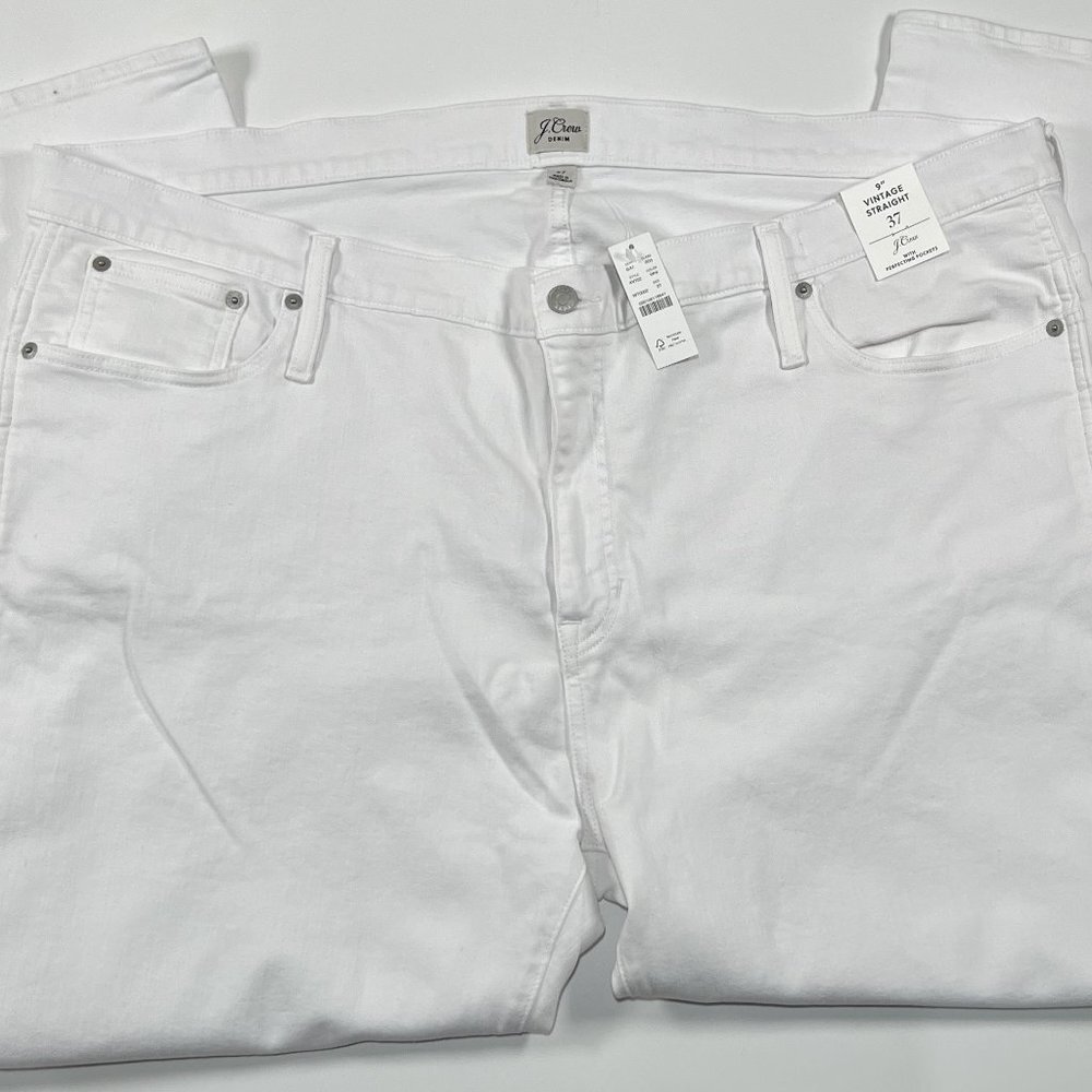 J Crew Womens 9" Vintage Slim Straight Jean‎ White New NWT Sz 37 Denim $128